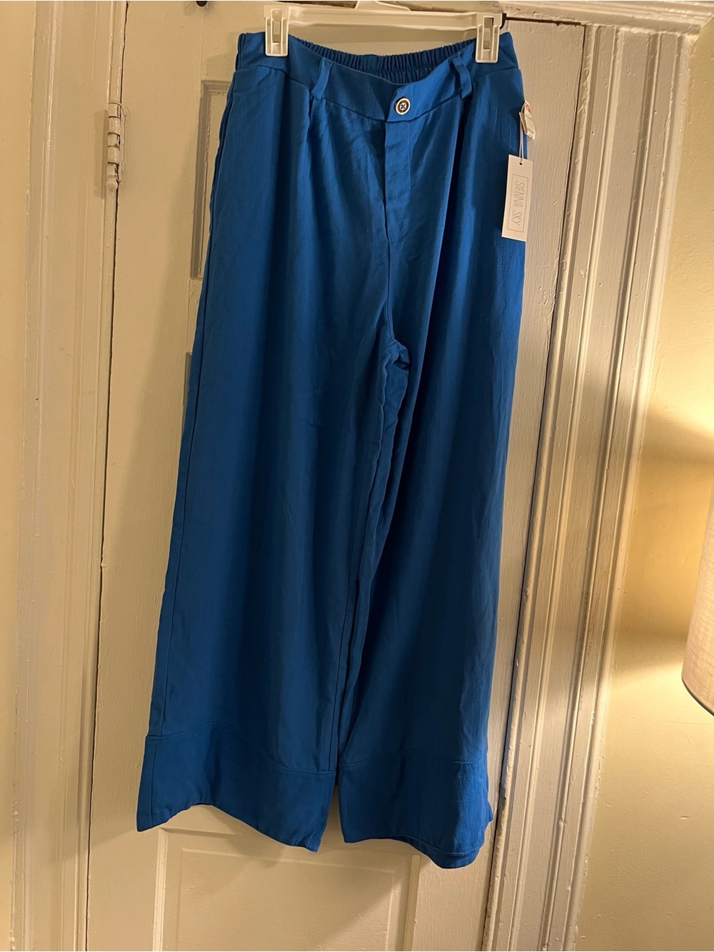 Sienna Sky Cobalt Royal Blue Wide-Leg Pants Flat Front Elastic back XL